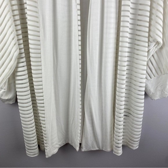 CALVIN Klein White Semi Sheer Striped Open Cardigan 1X - Picture 4 of 9